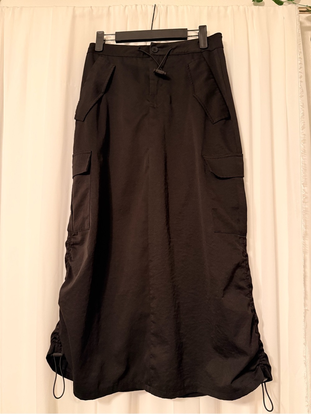 SHEIN Black Cargo Maxi Skirt with Side Ties